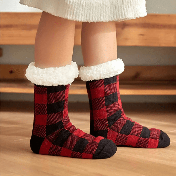 CHAUSSONS CHAUSSETTES FEMME NOËL A CARREAUX