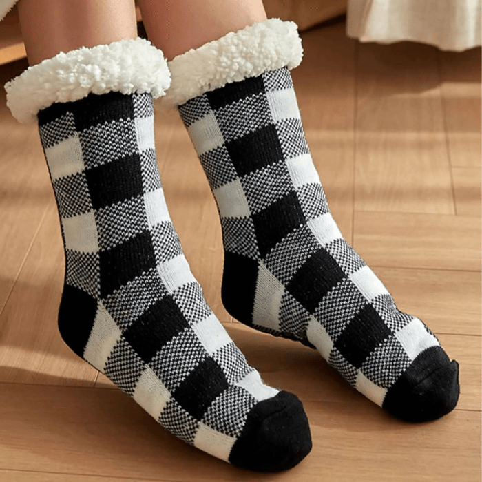 CHAUSSONS CHAUSSETTES FEMME NOËL A CARREAUX