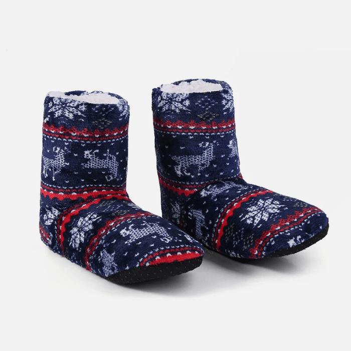 CHAUSSONS CHAUSSETTES FEMME NOËL ANTIDÉRAPANTS BLEU / 38-40