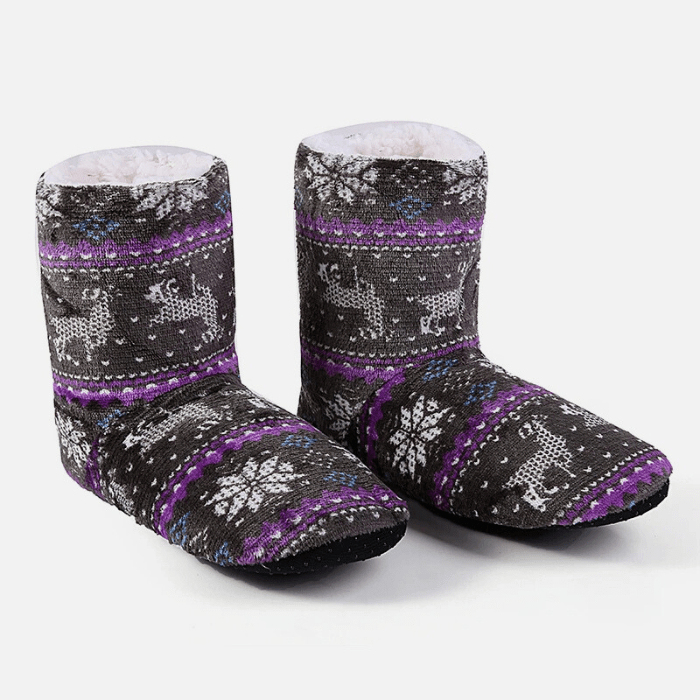 CHAUSSONS CHAUSSETTES FEMME NOËL ANTIDÉRAPANTS GRIS / 38-40