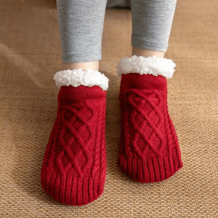 CHAUSSONS CHAUSSETTES FEMME ROUGE / 35-39