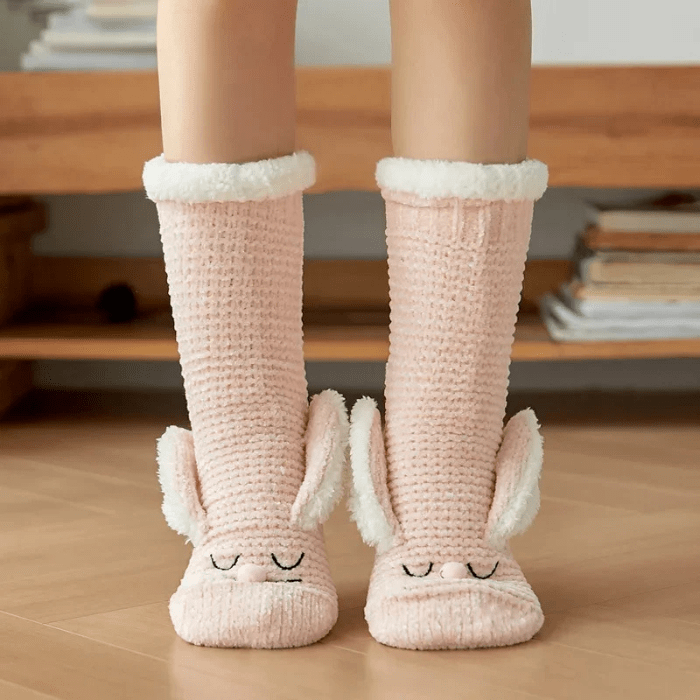 CHAUSSONS CHAUSSETTES OREILLES DE LAPIN ROSE / Unique