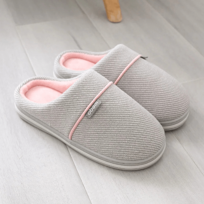 CHAUSSONS MULES CHAUDS EN COTON GRIS / 36-37