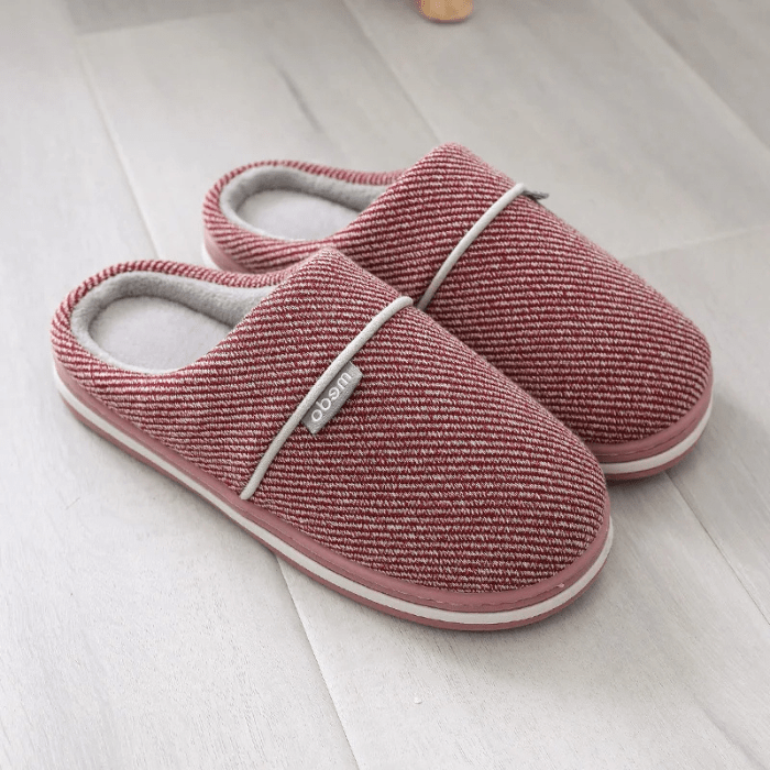 CHAUSSONS MULES CHAUDS EN COTON ROUGE / 36-37