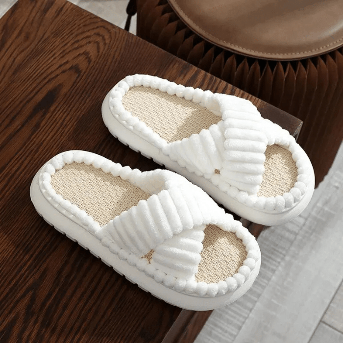 CHAUSSONS MULES FEMME À BRIDES CROISÉES BLANC / 36-37