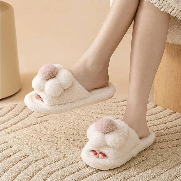 CHAUSSONS MULES FEMME AVEC POMPONS