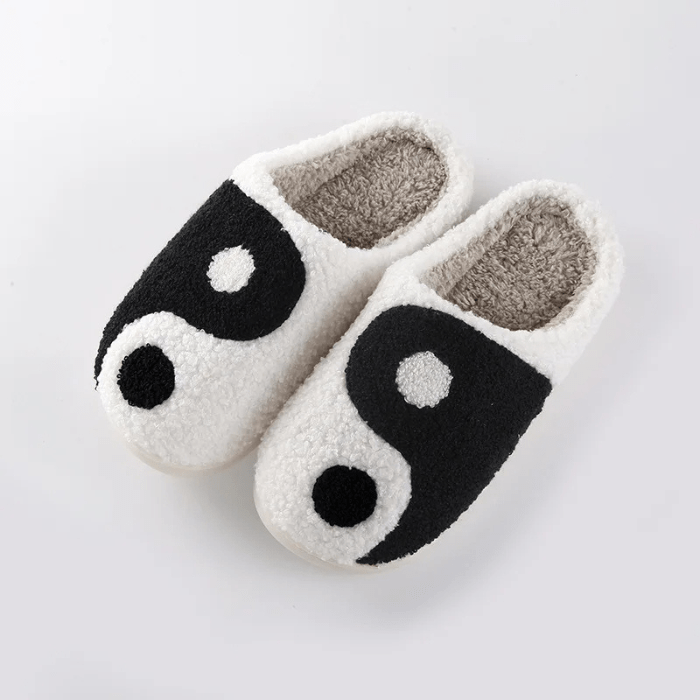 CHAUSSONS MULES FEMME CHAUDS YIN ET YANG NOIR-BLANC / 36-37