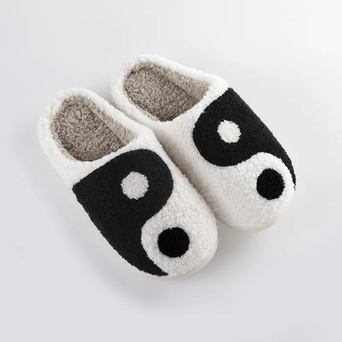 CHAUSSONS MULES FEMME CHAUDS YIN ET YANG NOIR-BLANC / 36-37