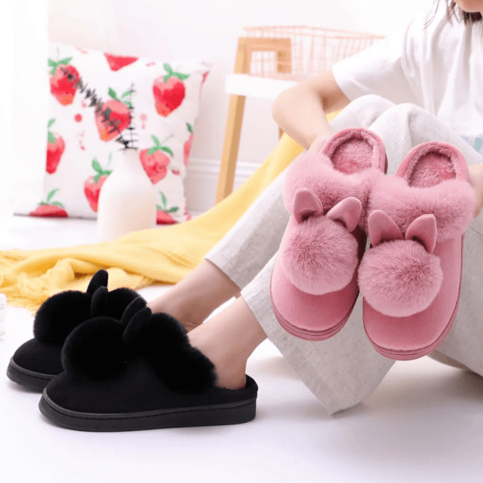 CHAUSSONS MULES FEMME OREILLES DE LAPIN