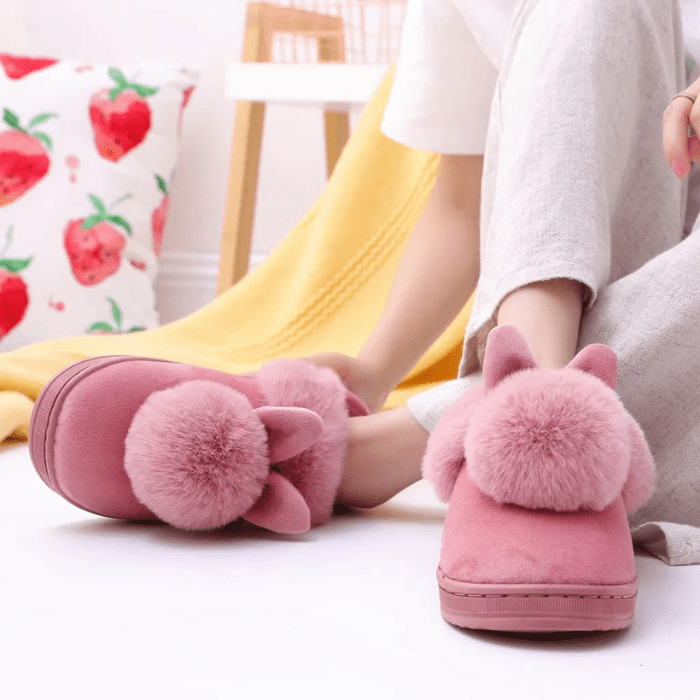 CHAUSSONS MULES FEMME OREILLES DE LAPIN ROSE / 36-37