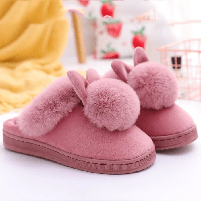 CHAUSSONS MULES FEMME OREILLES DE LAPIN ROSE / 36-37