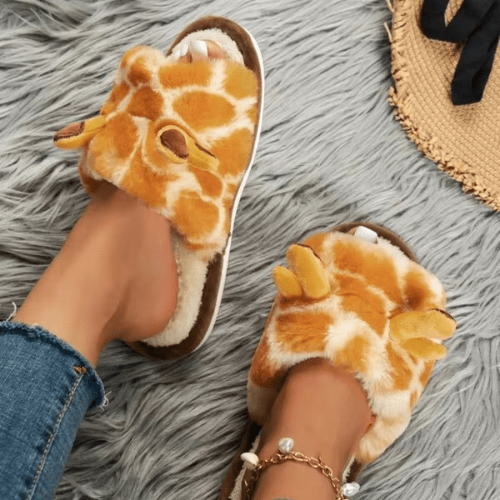 CHAUSSONS MULES RIGOLOS FEMME GIRAFES