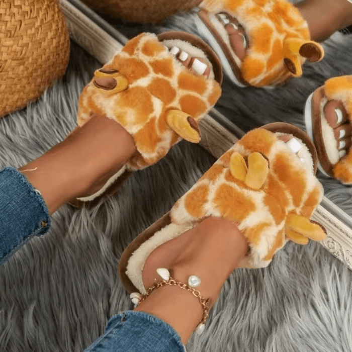 CHAUSSONS MULES RIGOLOS FEMME GIRAFES