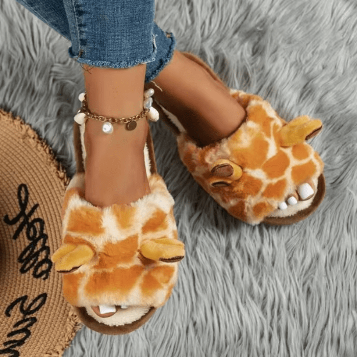 CHAUSSONS MULES RIGOLOS FEMME GIRAFES