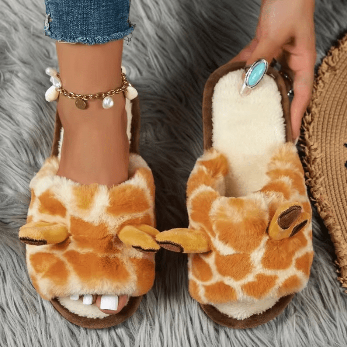 CHAUSSONS MULES RIGOLOS FEMME GIRAFES