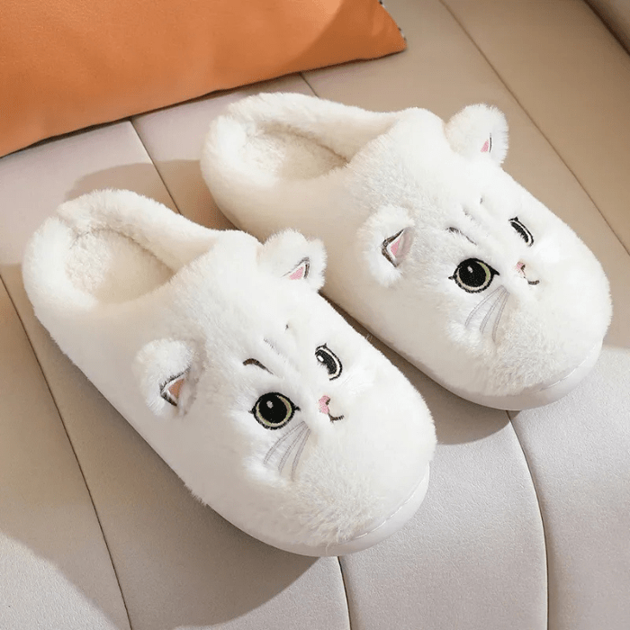 CHAUSSONS RIGOLOS CHAT BOUDEUR BLANC / 36-37