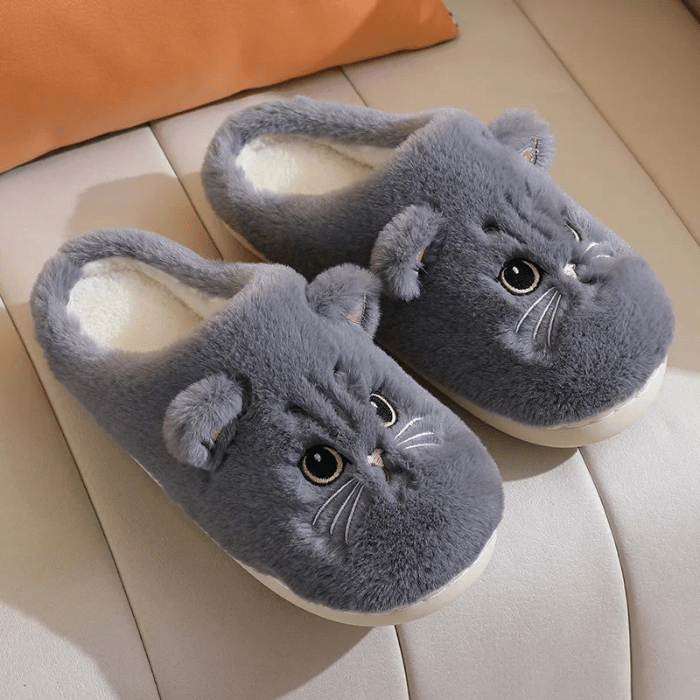 CHAUSSONS RIGOLOS CHAT BOUDEUR GRIS / 36-37