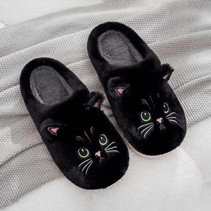 CHAUSSONS RIGOLOS CHAT BOUDEUR NOIR / 36-37