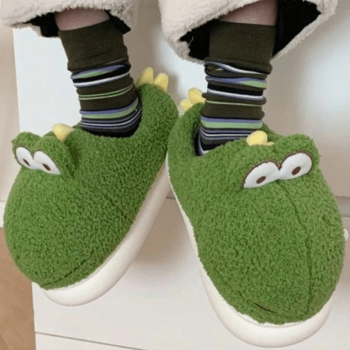 CHAUSSONS RIGOLOS FEMME DINOSAURES MIGNONS