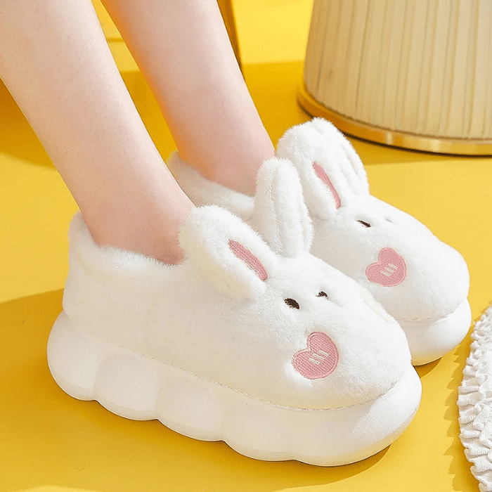 CHAUSSONS RIGOLOS FEMMES LAPINS MIGNONS BLANC / 36-37