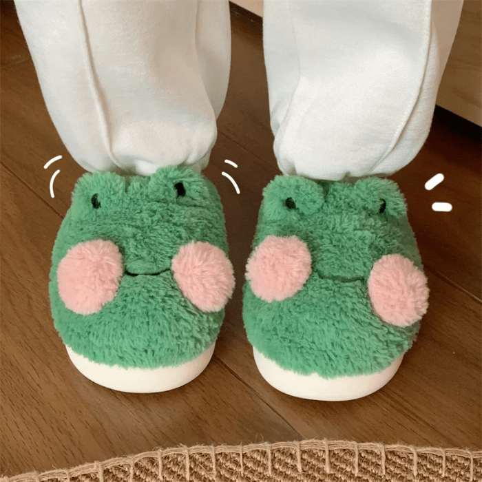 CHAUSSONS RIGOLOS GRENOUILLES VERTES