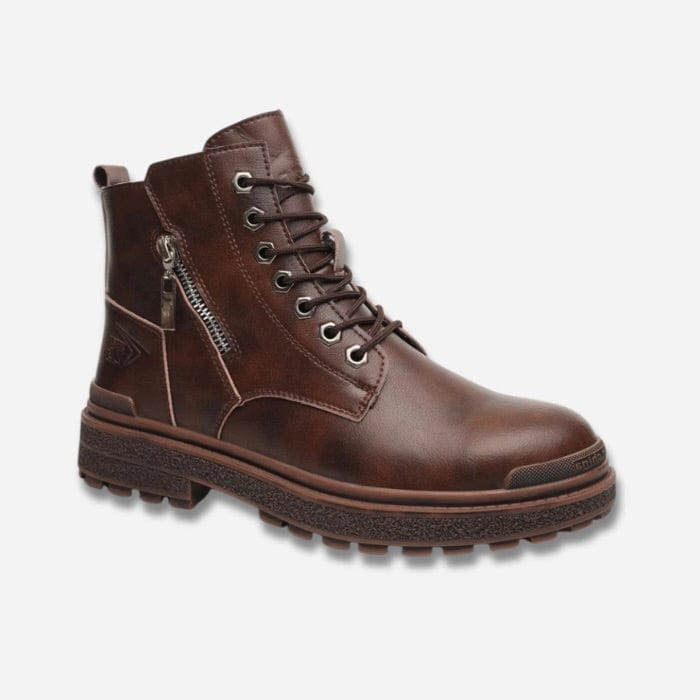 CHAUSSURES DE SÉCURITÉ CHANTIER HOMME EN CUIR MARRON / 38