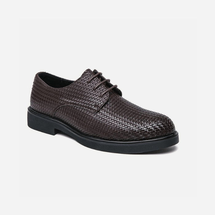 CHAUSSURES DERBY HOMME - MOTIF TRESSÉ MARRON / 38