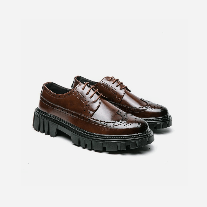 CHAUSSURES OXFORD HOMME À SEMELLES ÉPAISSES MARRON / 38