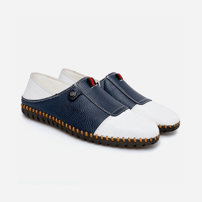 MOCASSINS BICOLORES HOMME BLANC-BLEU / 39