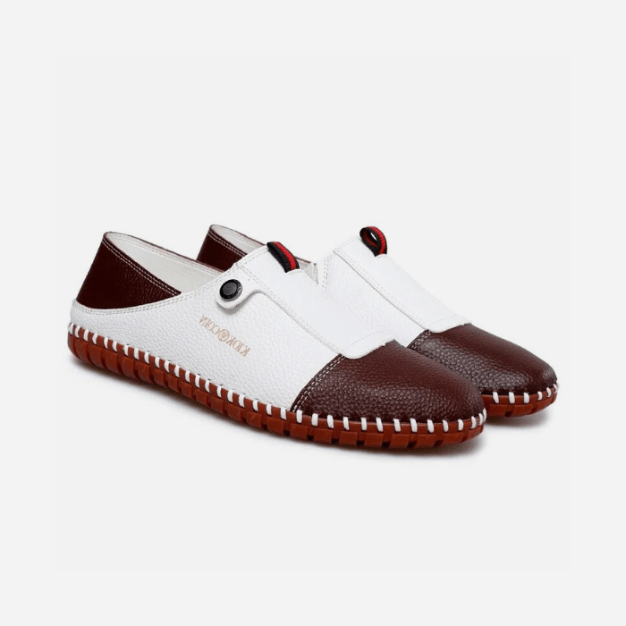 MOCASSINS BICOLORES HOMME BLANC-MARRON / 39