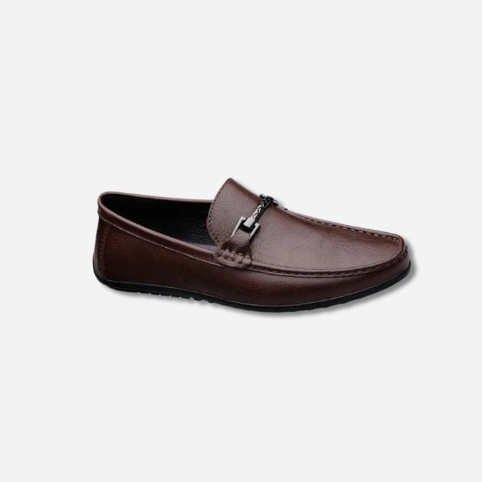 MOCASSINS EN CUIR HOMME AVEC DÉCOR MARRON / 38