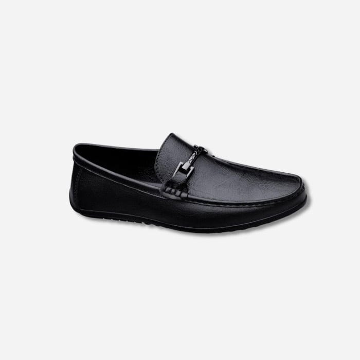 MOCASSINS EN CUIR HOMME AVEC DÉCOR NOIR / 38