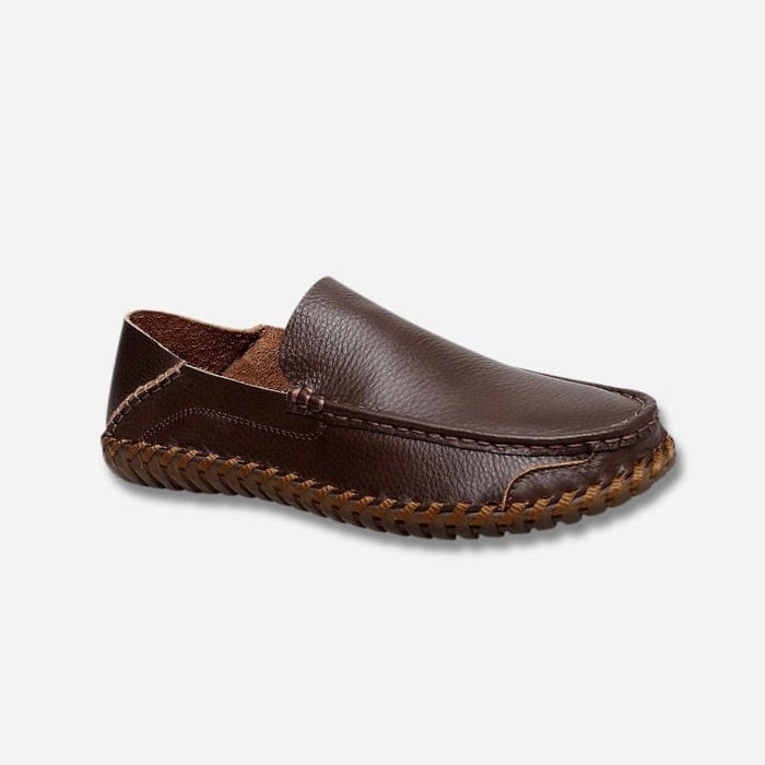 MOCASSINS HOMME EN CUIR SOUPLE MARRON FONCÉ / 38