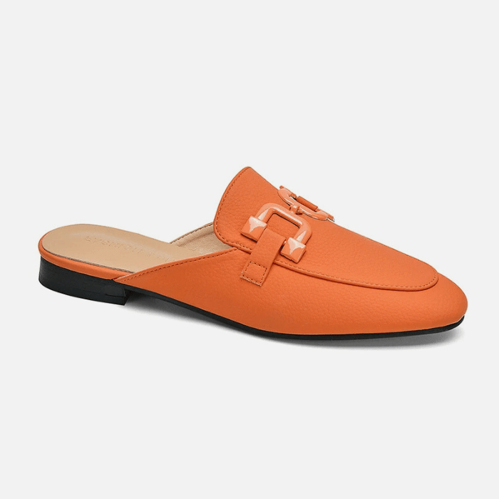 MULES CONFORT FEMME CUIR ORANGE / 34