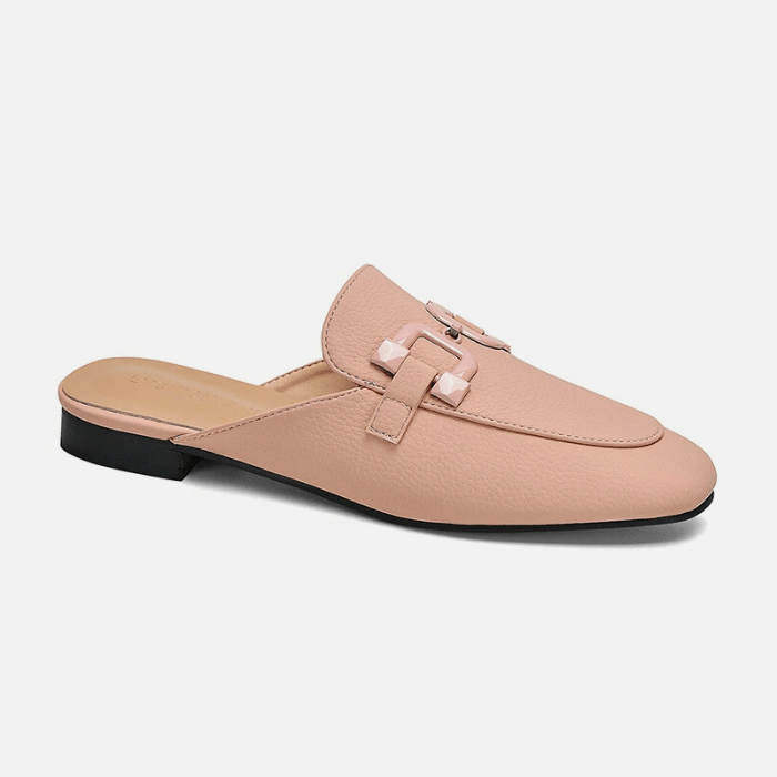 MULES CONFORT FEMME CUIR ROSE / 34