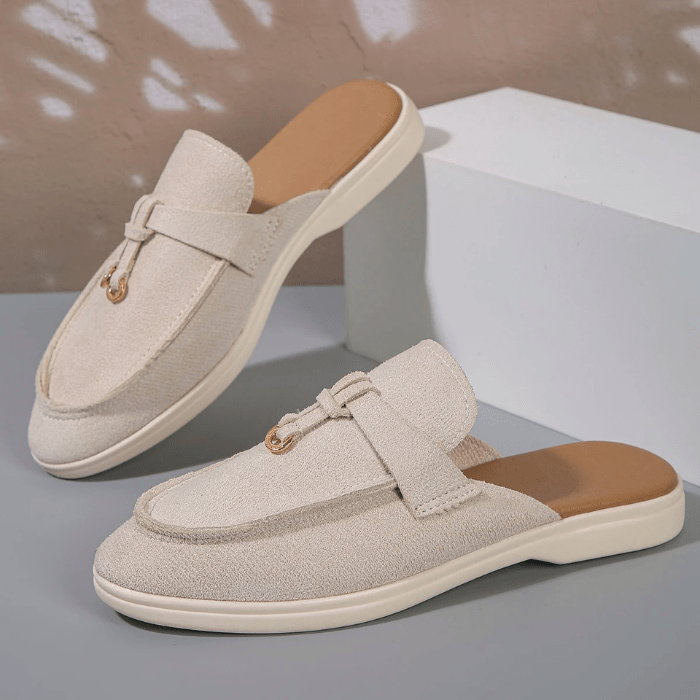 MULES FEMME CONFORTABLES À GLANDS BEIGE / 36