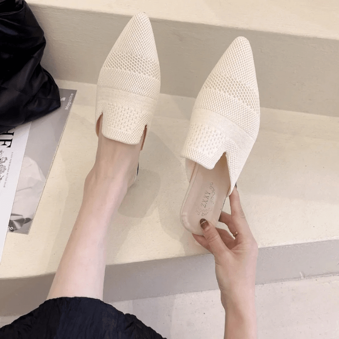 MULES FEMME CONFORTABLES TRICOTÉES