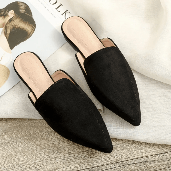 MULES FEMME NOIRES PLATES NOIR / 32