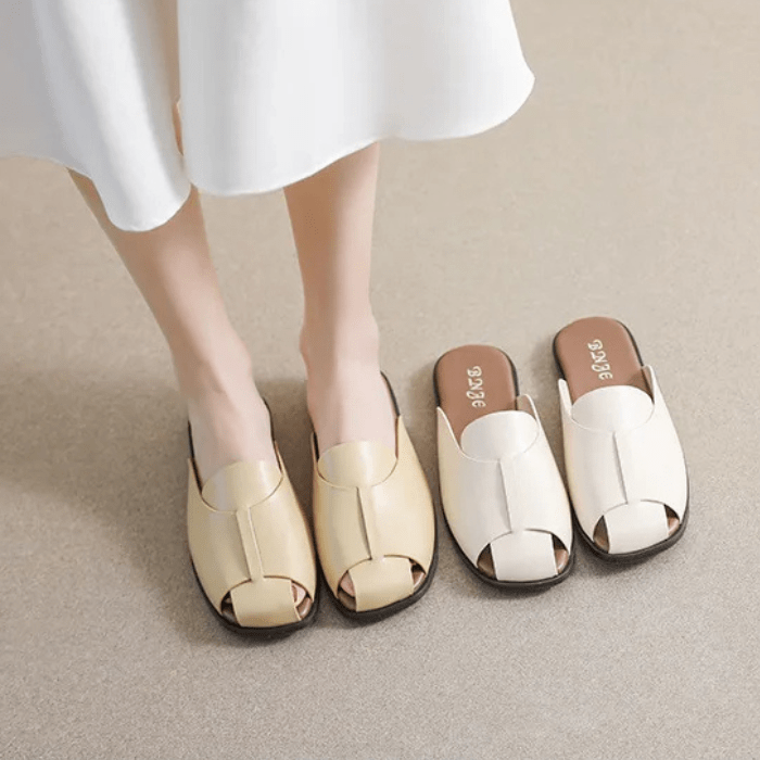 MULES PLATES FEMME CUIR