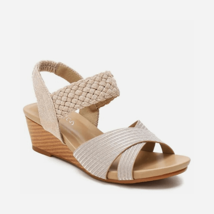 SANDALES COMPENSÉES MARIAGE BEIGE / 36