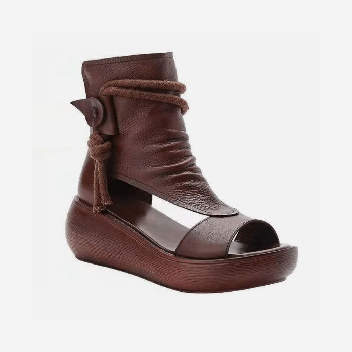 SANDALES FEMME EN CUIR - STYLE ROMAIN MARRON / 35