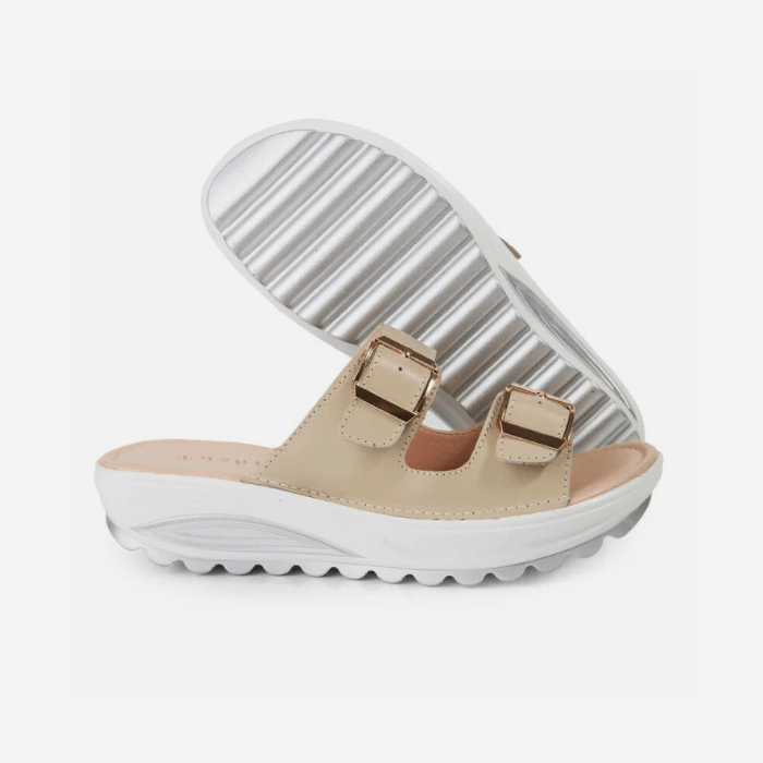 SANDALES ORTHOPÉDIQUES FEMME COMPENSÉES BEIGE / 35