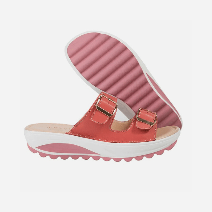 SANDALES ORTHOPÉDIQUES FEMME COMPENSÉES ROUGE / 35