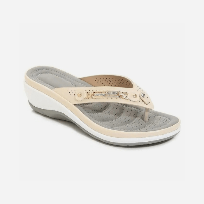 SANDALES ORTHOPÉDIQUES FEMME EN CUIR BEIGE / 35