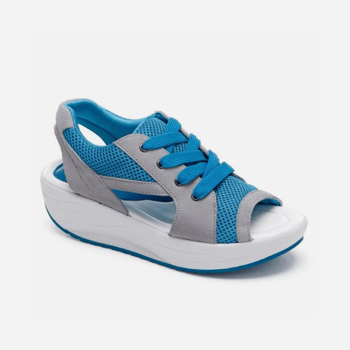 SANDALES ORTHOPÉDIQUES FEMME - FERMETURE À LACETS BLEU / 36