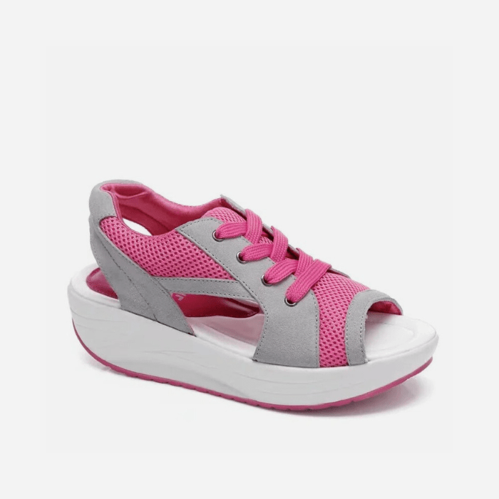 SANDALES ORTHOPÉDIQUES FEMME - FERMETURE À LACETS ROSE / 36