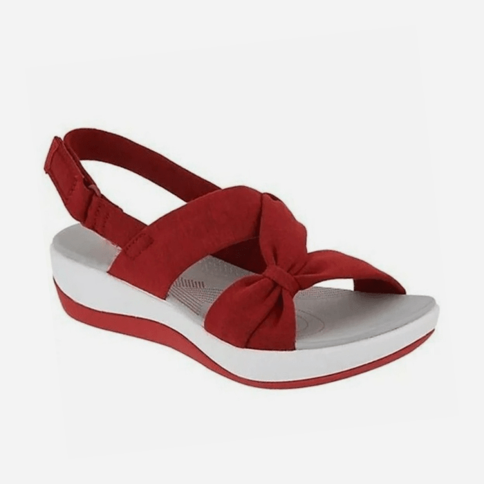 SANDALES ORTHOPÉDIQUES FEMME TRESSÉES ROUGE / 35